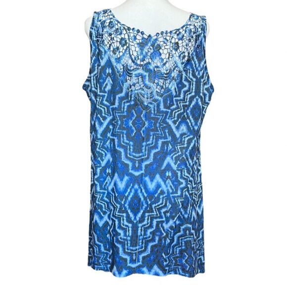 Avenue blue Aztec tank top with embellishments - Picture 2 of 5
